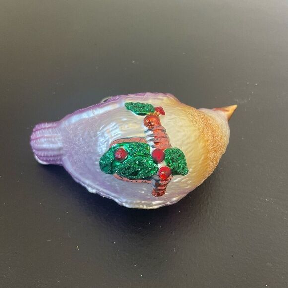 KSA Old World Christmas Ornament Colorful Glass Bird Pink Purple 5.5" Wide - Picture 8 of 8